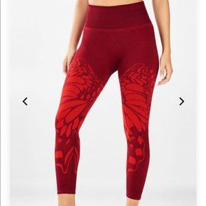 Fabletics Red High Waisted Seamless 7/8 Butterfly